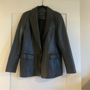 Neiman Marcus leather collection one button black blazer sz Medium EUC